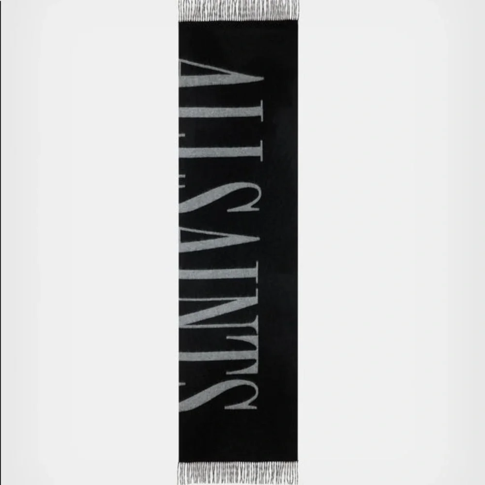 All Saints Reversible Black Max Wool Scarf